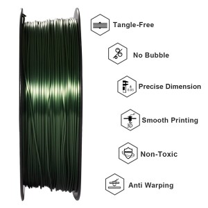 PLA Silk Dark Green 3D Printer Filament 1.75mm 1kg/roll