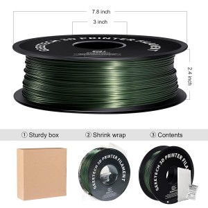 PLA Silk Dark Green 3D Printer Filament 1.75mm 1kg/roll