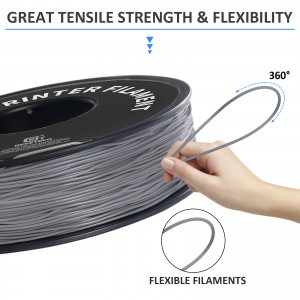 TPU Grey 3D Printer Filament 1.75mm 1kg/rol