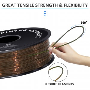 TPU Transparent Brown 3D Printer Filament 1.75mm 1kg/roll