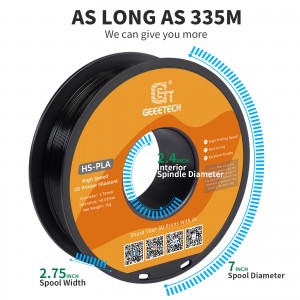 HS-PLA Black 3D Printer Filament 1.75mm 1kg/roll