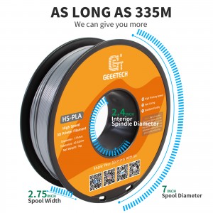 HS-PLA Silver 3D Printer Filament 1.75mm 1kg/roll