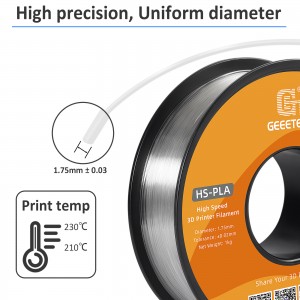 4KG HS-PLA(Black+Transparent)*2 3D Printer Filament 1.75mm 1kg/roll