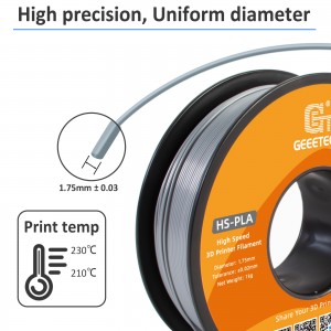 {4KG}HS-PLA Silver 3D Printer Filament 1.75mm 1kg/roll