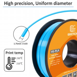 HS-PLA Water Blue  3D Printer Filament 1.75mm 1kg/roll