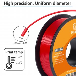 HS-PLA  Red 3D Printer Filament 1.75mm 1kg/roll
