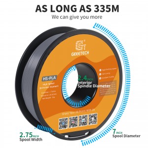 HS-PLA Grey 3D Printer Filament 1.75mm 1kg/roll