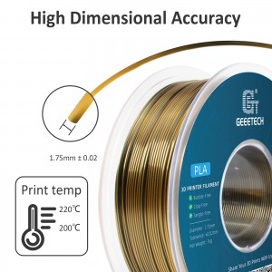 PLA Silk  Dual  3D Printer Filament 1.75mm 1kg/roll ( Gold+Black)
