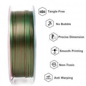 PLA Silk Dual 3D Printer Filament 1.75mm 1kg/roll (Green+Red)