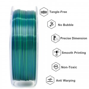 PLA Silk Dual 3D Printer Filament 1.75mm 1kg/roll (Blue And Green)