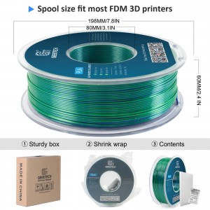 PLA Silk Dual 3D Printer Filament 1.75mm 1kg/roll (Blue And Green)