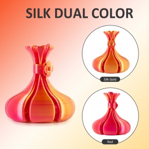 PLA Silk Dual 3D Printer Filament 1.75mm 1kg/roll (gold + red)