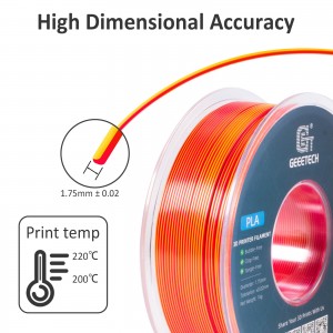 PLA Silk Dual 3D Printer Filament 1.75mm 1kg/roll (gold + red)