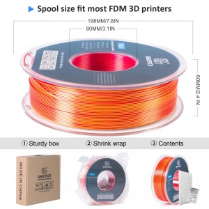 PLA Silk Dual 3D Printer Filament 1.75mm 1kg/roll (gold + red)