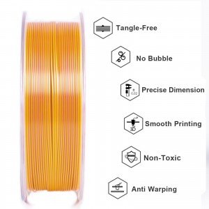 PLA Silk Dual 3D Printer Filament 1.75mm 1kg/roll (Gold +Copper)