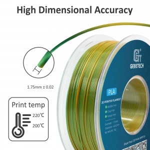 PLA Silk Dual 3D Printer Filament 1.75mm 1kg/roll (Yellow And Green)