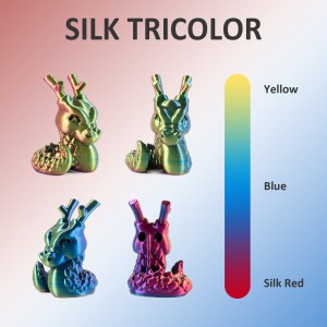 PLA Silk Tri-Color  3D Printer Filament 1.75mm 1kg/roll  (Red+Yellow+Blue )