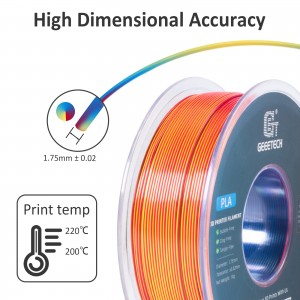 PLA Silk Tri-Color  3D Printer Filament 1.75mm 1kg/roll  (Red+Yellow+Blue )