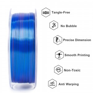 PLA  Silk Tri-Color 3D Printer Filament 1.75mm 1kg/roll  (Orange+Blue+Green)