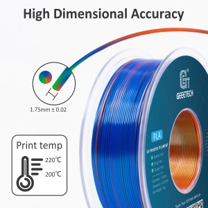 PLA  Silk Tri-Color 3D Printer Filament 1.75mm 1kg/roll  (Orange+Blue+Green)