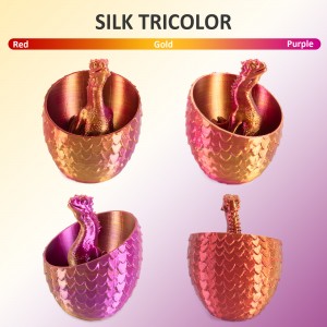 PLA Silk Tri-Color  3D Printer Filament 1.75mm 1kg/roll  ( Red+Gold+Purple)