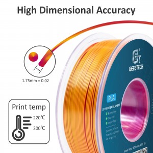 PLA Silk Tri-Color  3D Printer Filament 1.75mm 1kg/roll  ( Red+Gold+Purple)