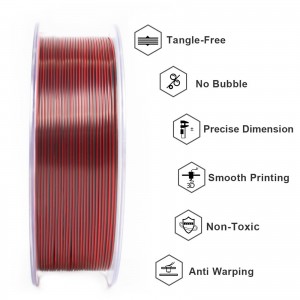 PLA Silk Tri-Color 3D Printer Filament 1.75mm 1kg/roll (Red+Gold+Black )