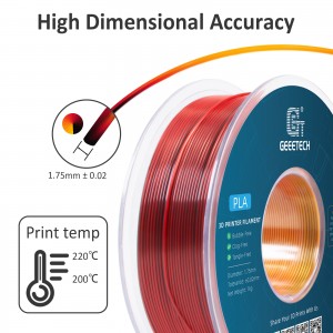 PLA Silk Tri-Color 3D Printer Filament 1.75mm 1kg/roll (Red+Gold+Black )