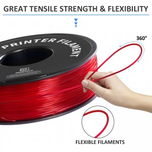 {8KG} TPU Transparent Red 3D Printer Filament 1.75mm 1kg/rol8
