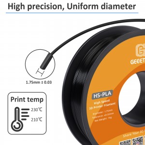 {10KG}HS-PLA Black 3D Printer Filament 1.75mm 1kg/roll