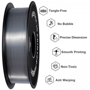 {10KG} PLA Silk Silver 3D Printer Filament 1.75mm 1kg/roll