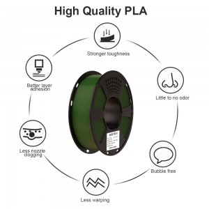 PLA  Matte Green 3D Printer Filament 1.75mm 1kg/roll