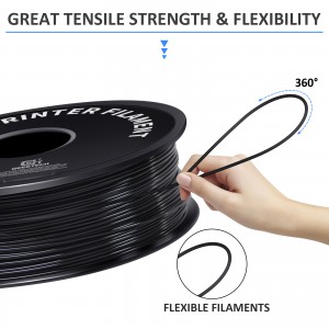 TPU Black 3D Printer Filament 1.75mm 1kg/roll