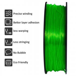 {6KG} TPU Transparent Green 3D Printer Filament 1.75mm 1kg/roll