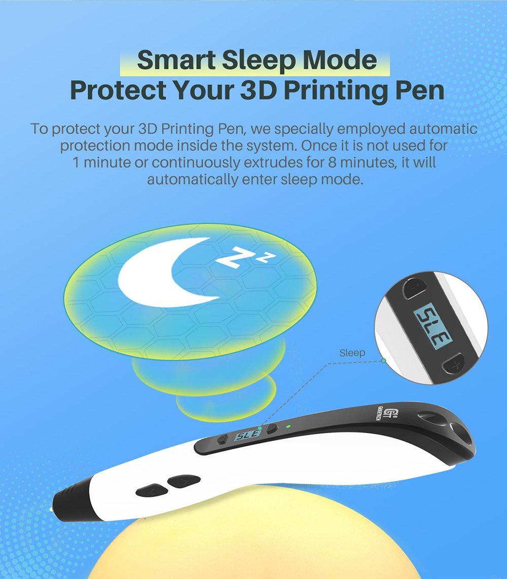 geeetech White TG-21 3D Printing Pen description of smart sleep mode geeetech White TG-21 3D Printing Pen description of smart sleep mode