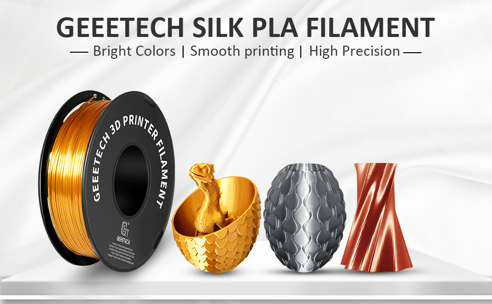 Silk (gold+silver+copper) Shiny PLA 1.75mm 0.5 kg Per Spool description of bright colors, smooth printing and high precision Silk (gold+silver+copper) Shiny PLA 1.75mm 0.5 kg Per Spool description of bright colors, smooth printing and high precision