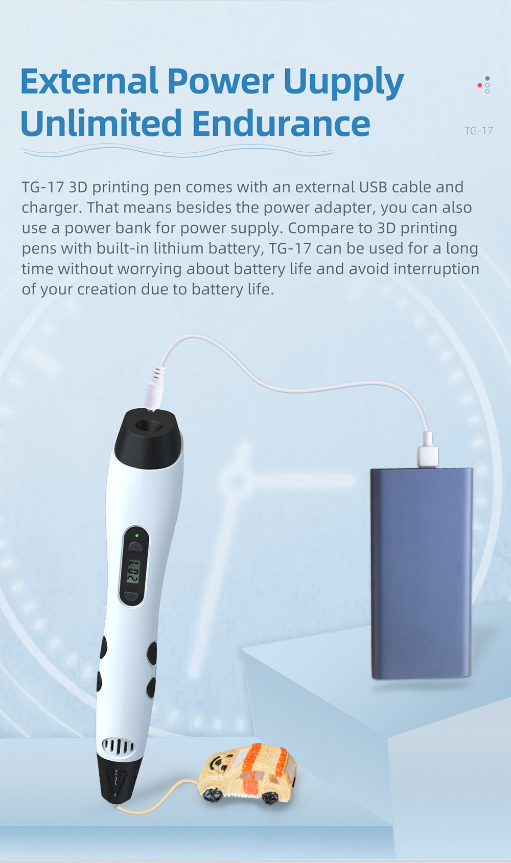 geeetech UK Plug TG-17 3D Printing Pen description of external power supply unlimited endurance geeetech UK Plug TG-17 3D Printing Pen description of external power supply unlimited endurance