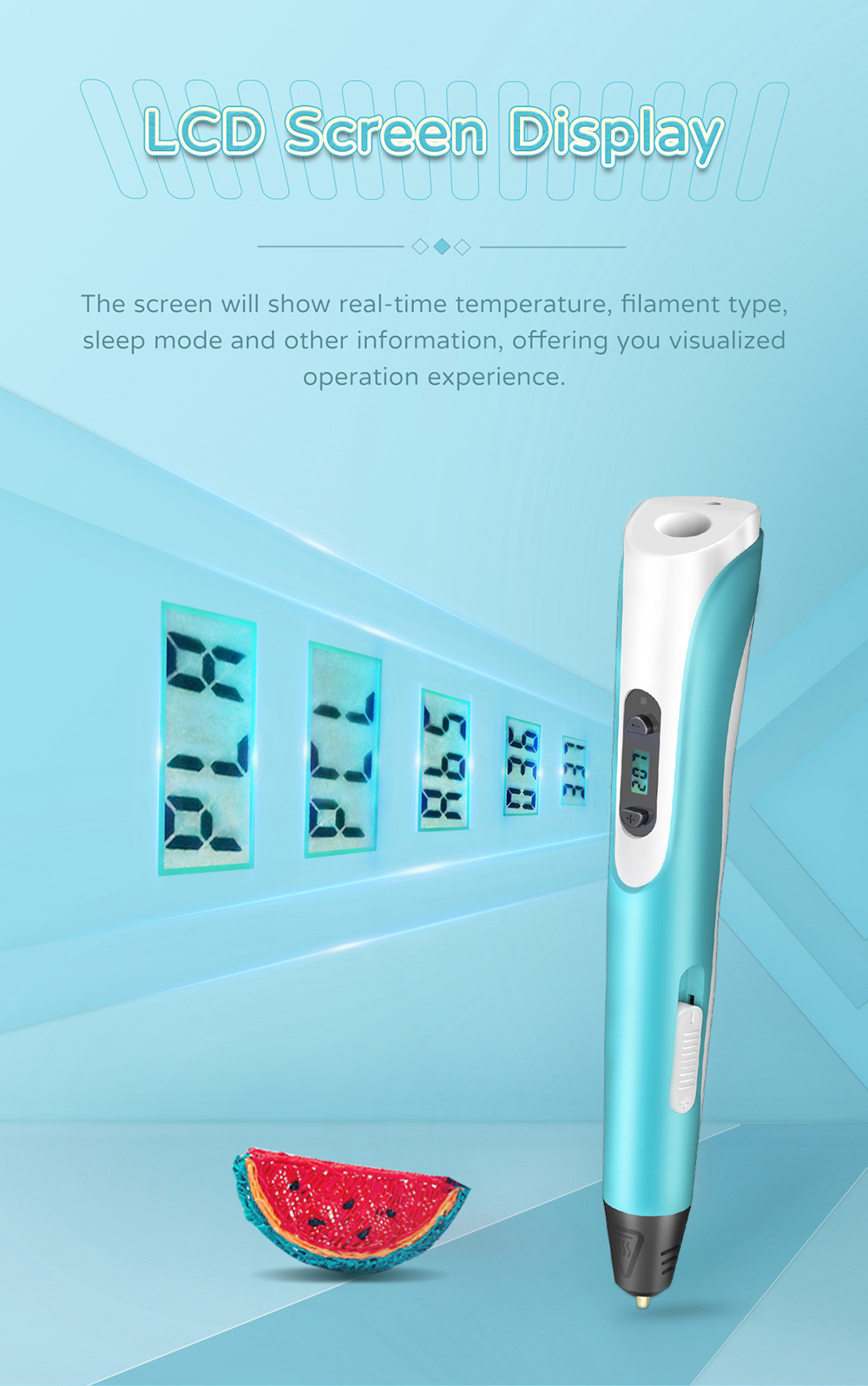 geeetech TG-18 3D Printing Pen description of lcd screen display geeetech TG-18 3D Printing Pen description of lcd screen display