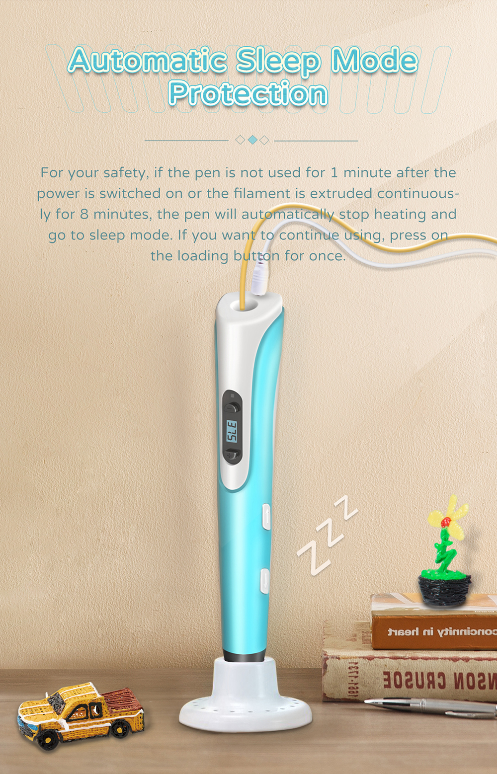 geeetech TG-18 3D Printing Pen description of automatic sleep mode protection geeetech TG-18 3D Printing Pen description of automatic sleep mode protection