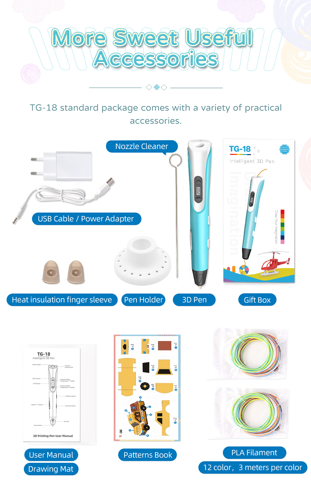 geeetech TG-18 3D Printing Pen description of accessories geeetech TG-18 3D Printing Pen description of accessories